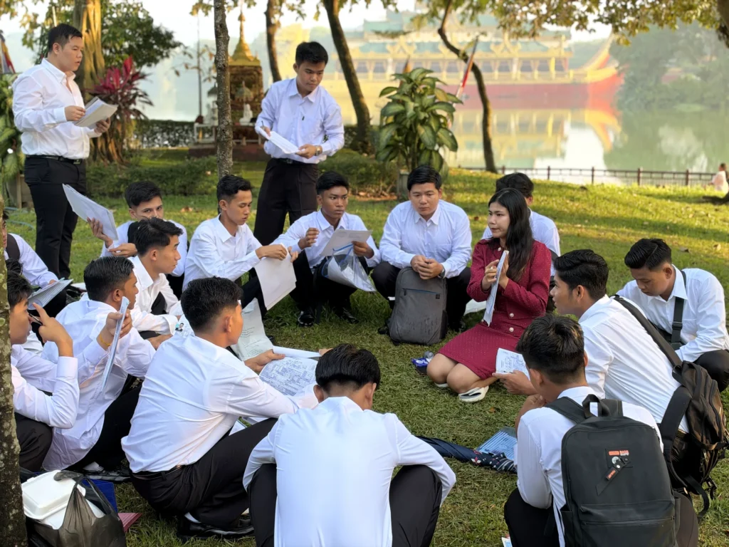 KMA students and staff discussing Japan study preparation