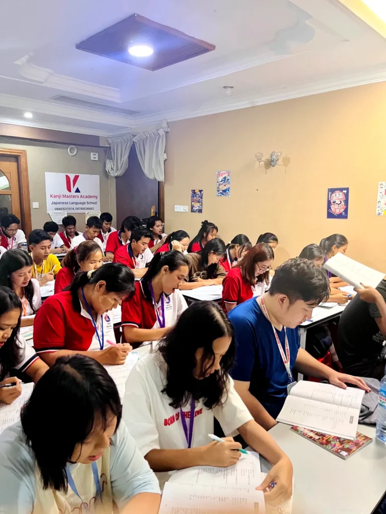 Kanji Masters Academy students actively studying Japanese